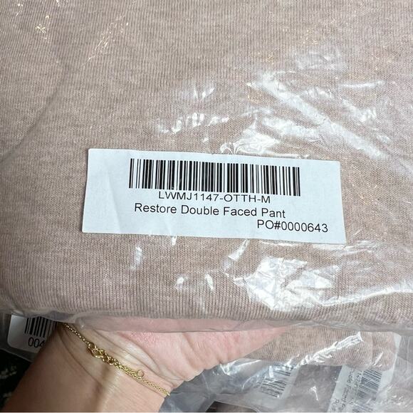 LUNYA Restore Double Faced Lounge Sweat Pants Light Pink Tan Pockets Soft NEW - Picture 15 of 16